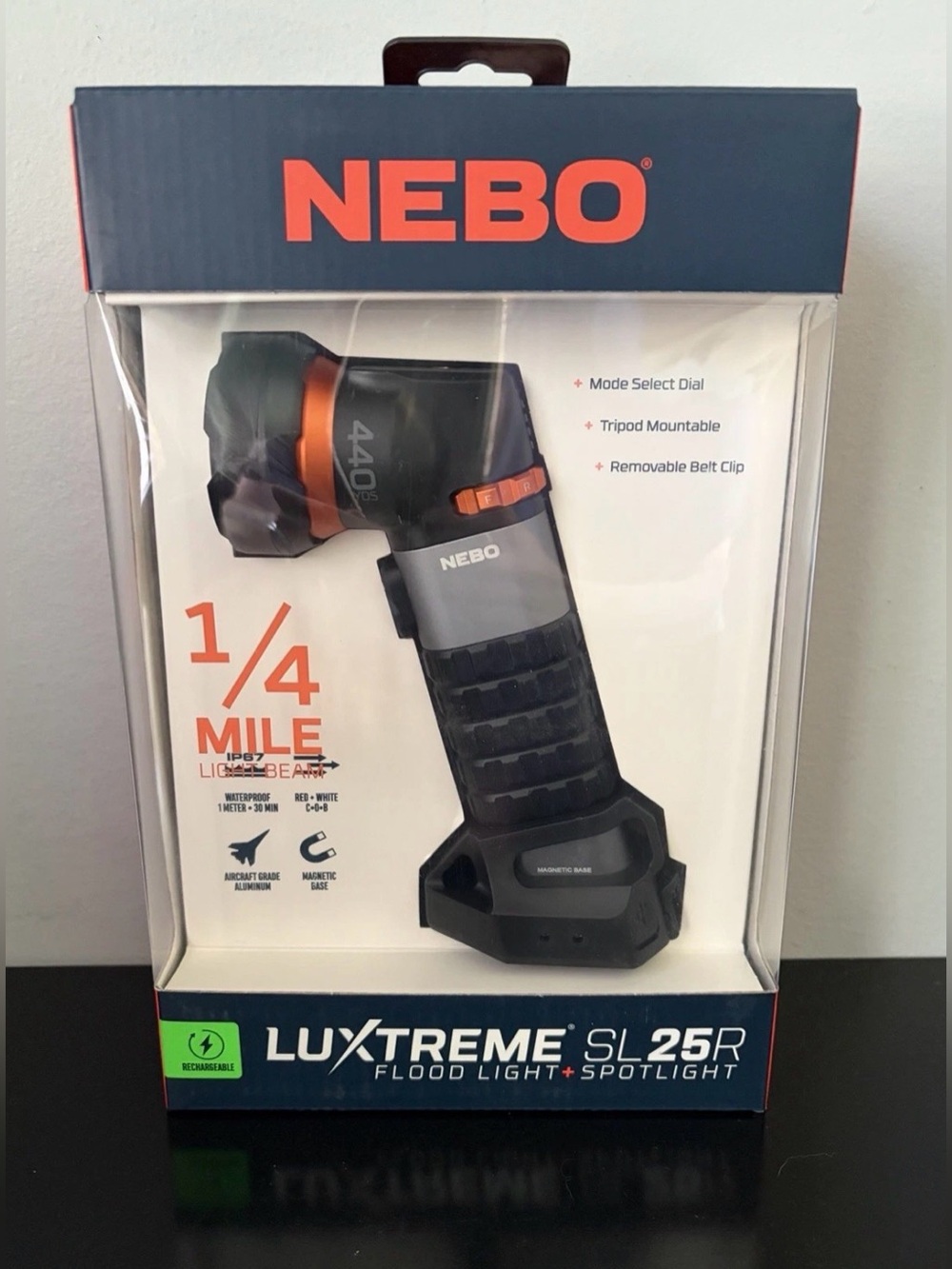NWT Nebo Luxtreme SL25R Rechargeable Flood Light Flashlight Waterproof Spotlight